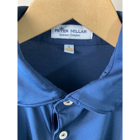 Peter Millar 1898 Logo Solid Navy Long Sleeve Jersey Polo - Small- Pre Owned - Picture 3 of 9